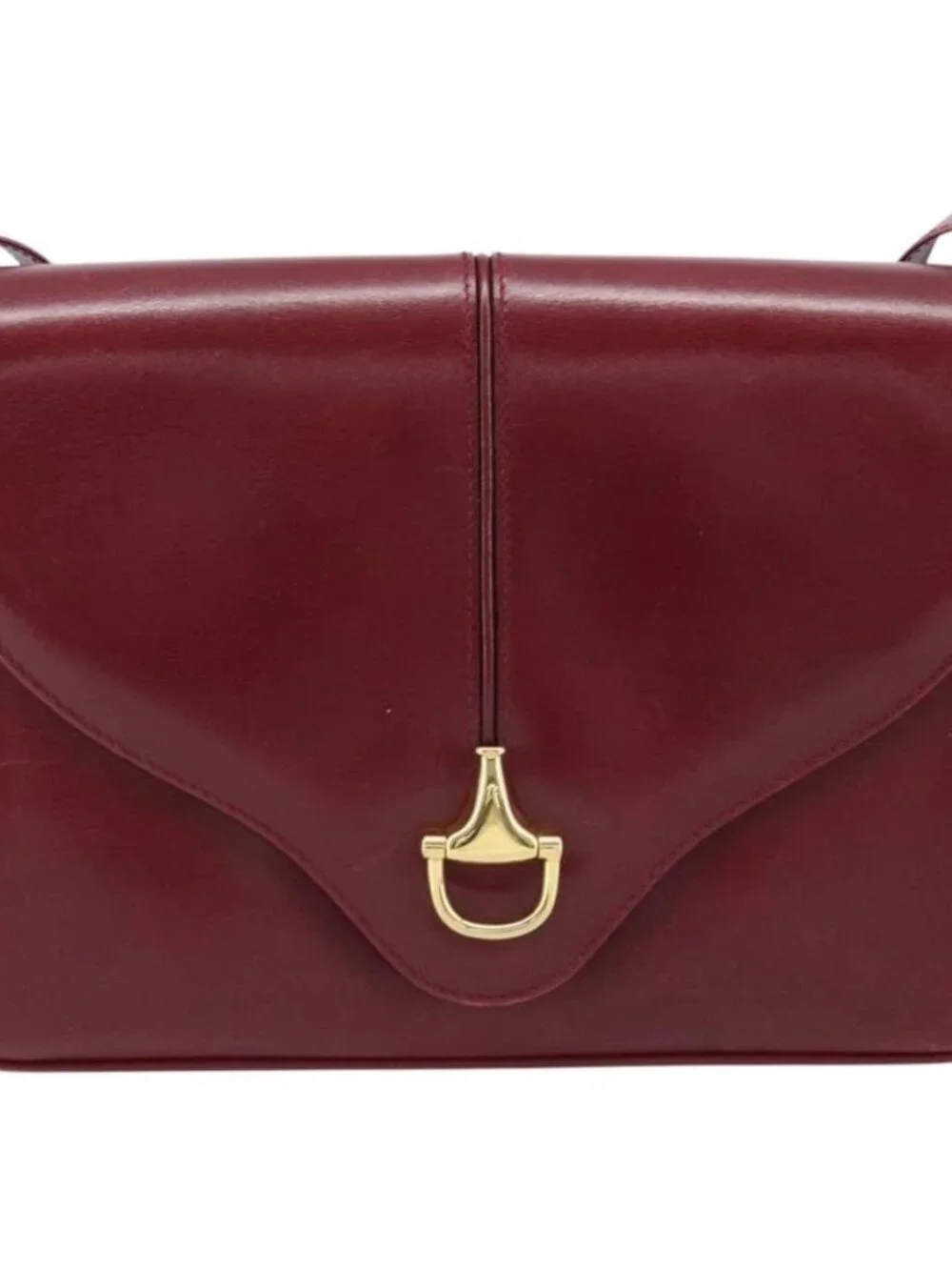 GUCCI Horsebit Shoulder Bag Leather Red Gold Auth ep13642 - Picture 2 of 15